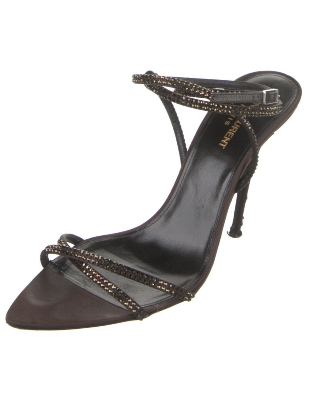 Saint Laurent Satin Crystal Embellishments Sandals - Picture 2 of 5